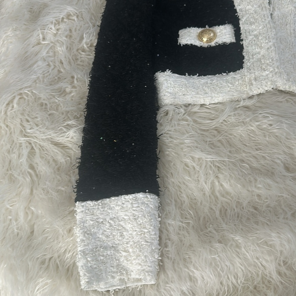 Balmain Black and White Textured Tweed Jacket - Picture 3 of 11